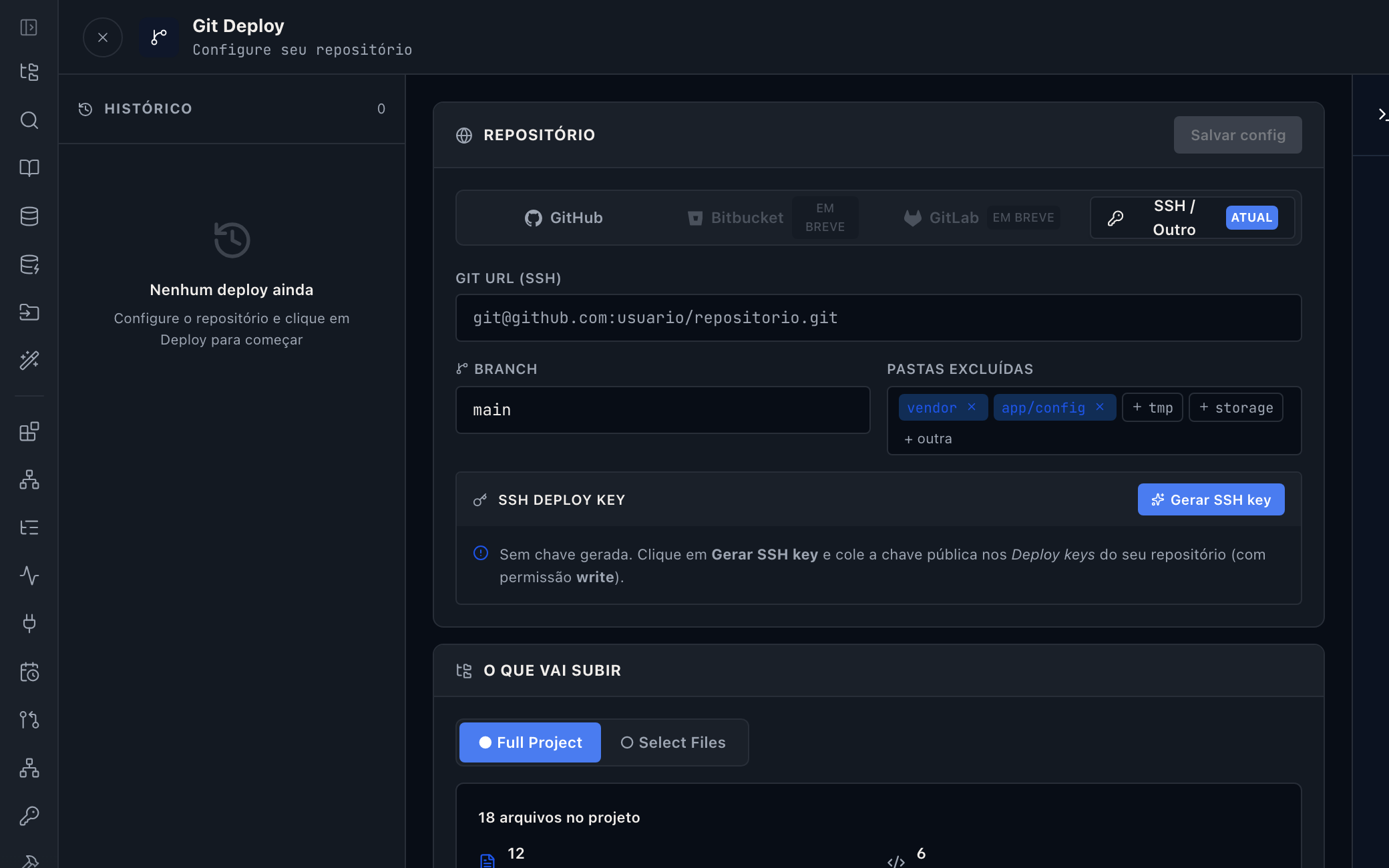 Git Deploy com GitHub, Bitbucket e GitLab