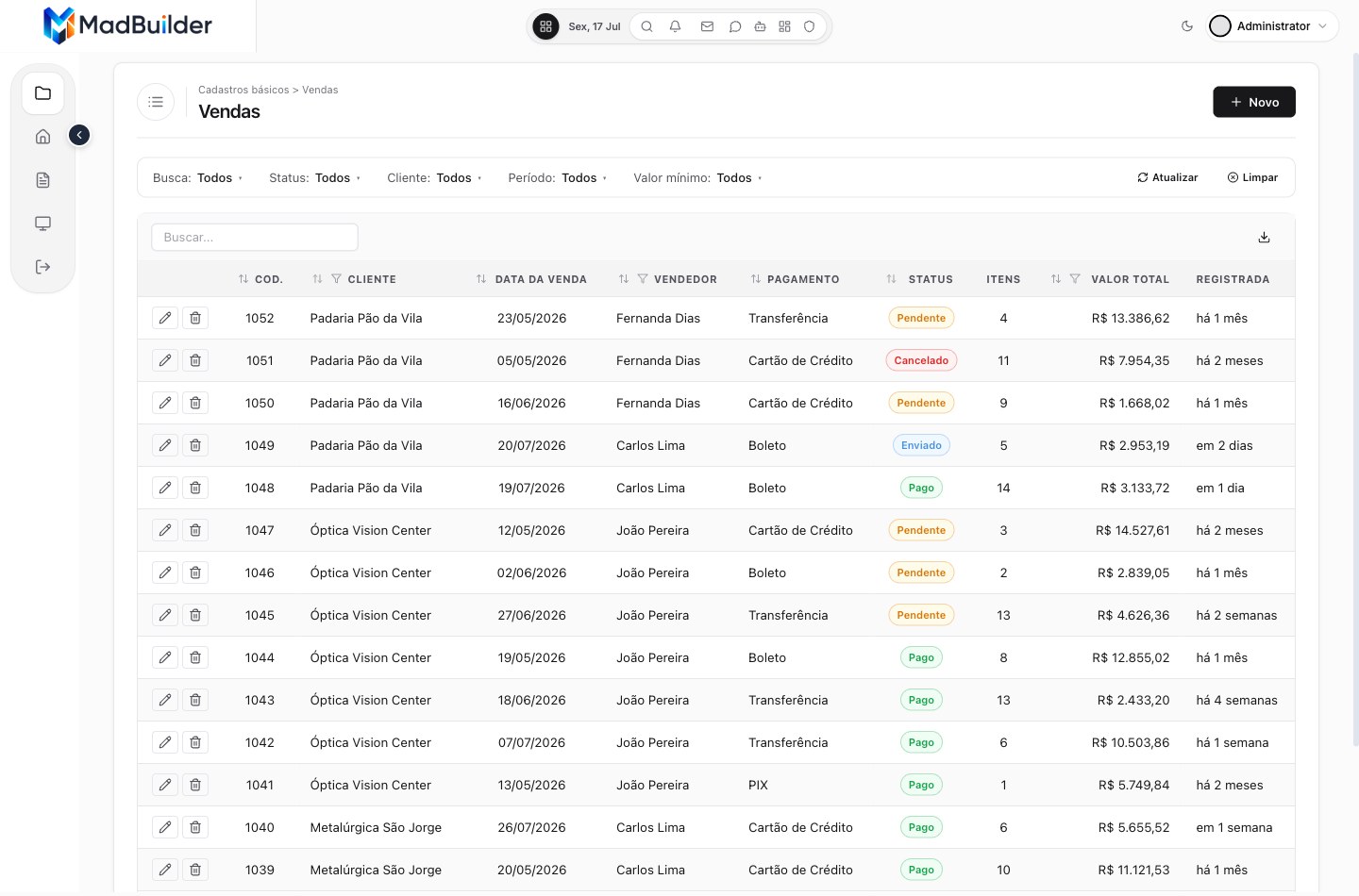 Filters as a toolbar, inline above the table